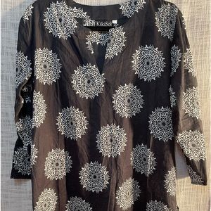 Kiki sol black and white geometric tunic, beach coverup